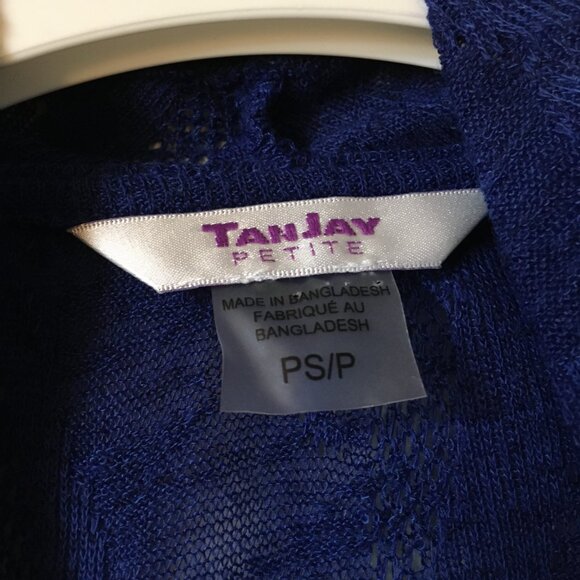 Phthalo Blue Mesh 3/4 Sleeve Open Waterfall Cardigan - Picture 10 of 14